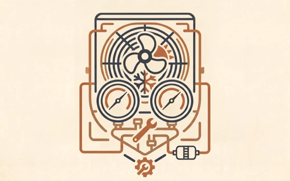 Line illustration of an HVAC service gauge manifold